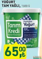 TARIM KREDİ YOĞURT TAM YAĞLI 1500 G fiyat ve kampanya bilgisi